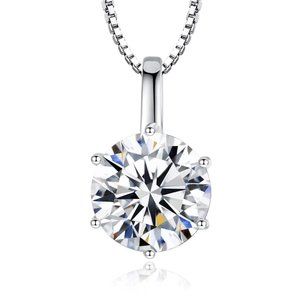 Certified 2ct. tw. Diamond Round Necklace 18k White Gold over Italy Silver